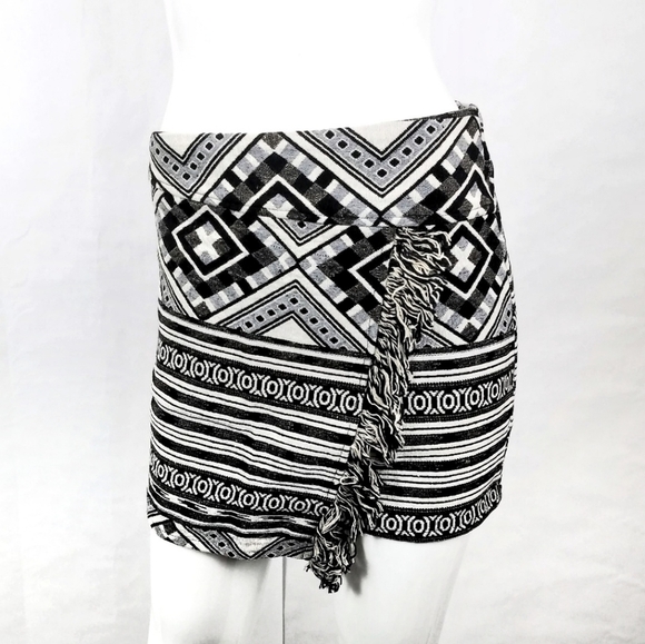 Topshop Monochrome Tassel Faux Wrap Mini Skirt - Picture 1 of 6